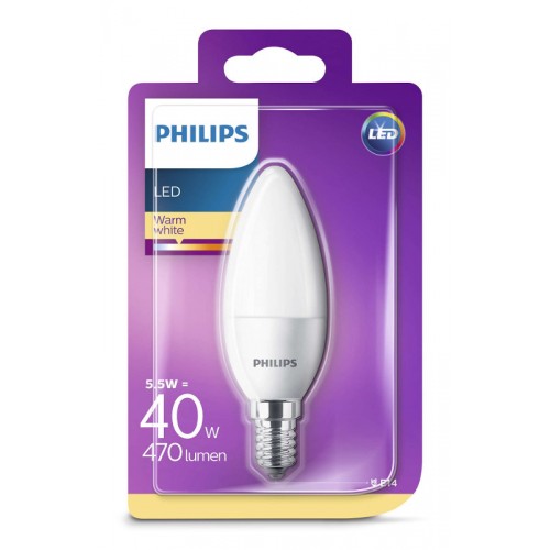 Žarulja LED Philips E14, B35 topla 5,5W mutna