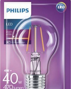 Žarulja LED Philips E27, A60 topla 4W prozirna